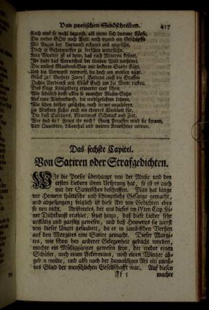 Das sechste Capitel. Von Satiren oder Strafgedichten.