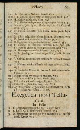 61-88, Exegetica novi Testamenti
