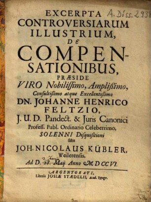 Excerpta Controversiarum Illustrium, De Compensationibus