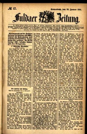 Ausgabe vom Samstag, den 22. Januar 1881.