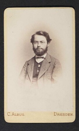 Porträt Oskar Lehmann : Foto-/Bildersammlung Stenografische Sammlung. Porträt Oskar Lehmann. Photographie. Carte de visite (1872; C. Albus). Dresden: SLUB P a 0383