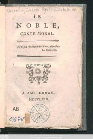 Le Noble, Conte Moral