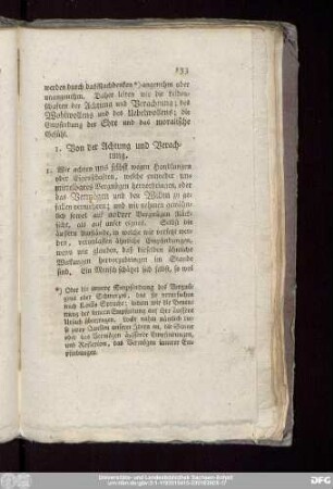 I. Von der Achtung und Verachtung.