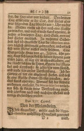 Das XIV. Capitel. Von der Melancholey