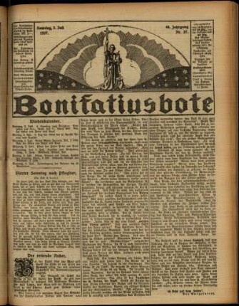 Erste Ausgabe vom Sonntag, den 03. Juli 1927.