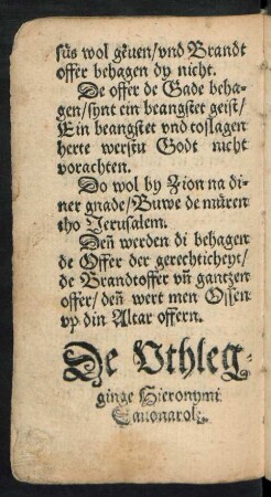 De Uthleginge Hieronymi Savonarole.