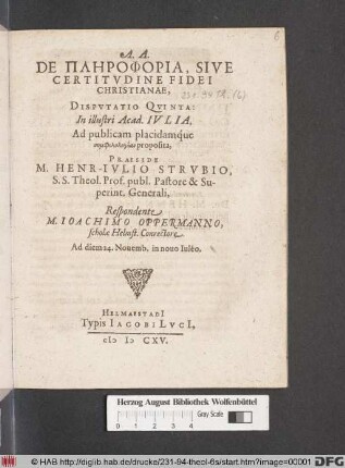 De Plērophoria, Sive Certitudine Fidei Christianae Disputatio Quinta