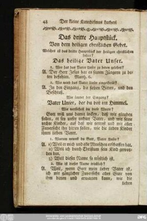 Das dritte Haupstück. Von dem heiligen christlichen Gebet.