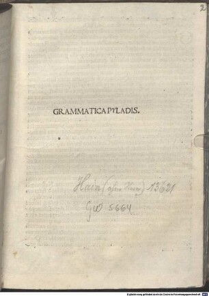 Regula grammaticarum institutionum : mit Widmungsbrief des Autors an Picinellus Dossus