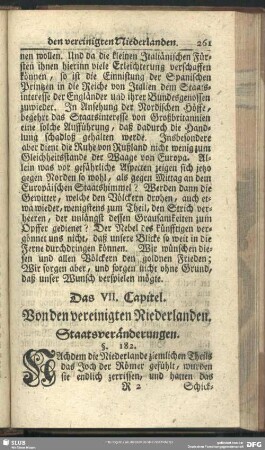 Das VII. Capitel. Von den vereinigten Niederlanden : Staatsveränderungen