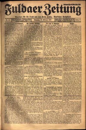 Ausgabe vom Dienstag, den 22. Februar 1927.