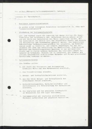 Lehrgang 02: Warenbereich