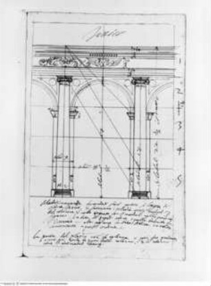 Trattato dell' ordine cinquen e dell' architettura civile, Die Ionische Ordnung ohne Sockel in Verbindung mit einer Bodenstellung