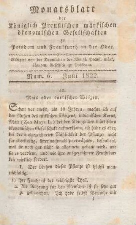 Num. 6. Juni 1822.