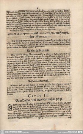 CAPUT III. Vom Pulver/ und was dem anhängig ist.