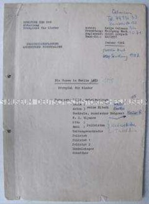 Maschinenschriftliches Manuskript des Rundfunks der DDR mit dem Text eines Hörspiels über Lenin