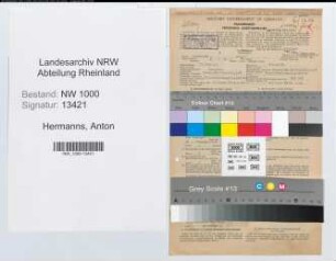 Entnazifizierung Anton Hermanns, geb. 23.09.1901 (Versich.Angest.)