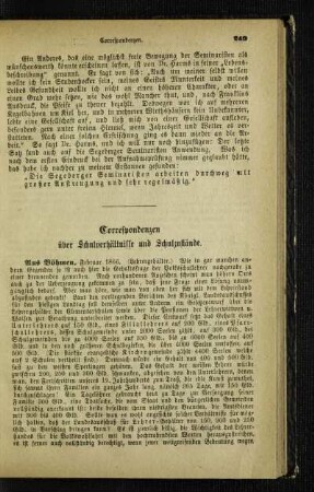 Correspondenzen über Schulverhältnisse und Schulzustände
