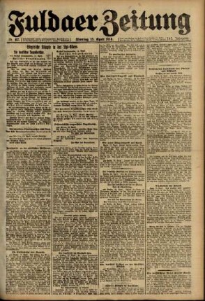Erste Ausgabe vom Montag, den 15. April 1918.