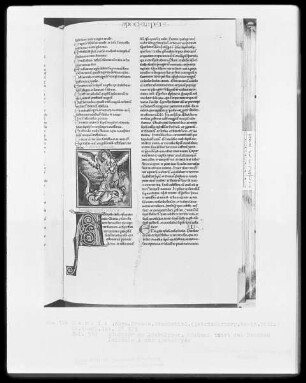 Heisterbacher Bibel — Michael tötet den Drachen, Folio 512recto