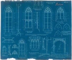 St. Laurentius, Rudersdorf bei Wilnsdorf: Fenster und Maßwerke, Ansichten, Schnitte und Details 1:20