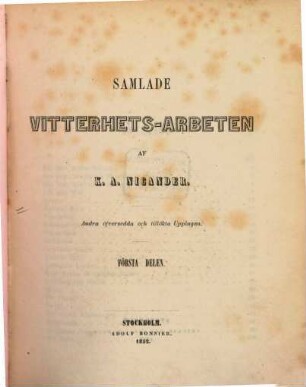 Samlade vitterhets-arbeten, 1
