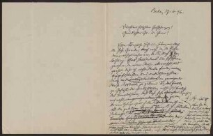 Entwurf eines Dankesschreibens an Carl Alexander Großherzog von Sachsen-Weimar (Brief)