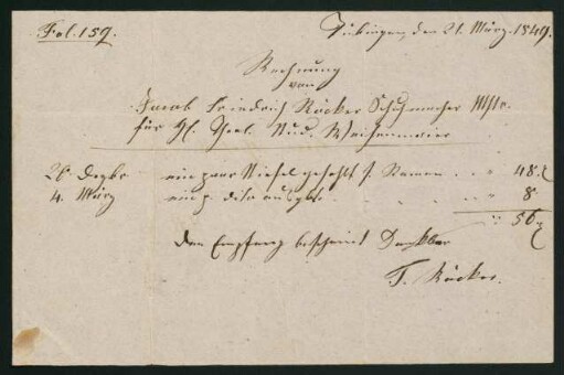 Buchung (21.03.1849)