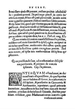 Quæ prælibanda sunt, ad mathematicas disciplinas pertinentia. & primum de materia ipsarum. Cap. Septimum.