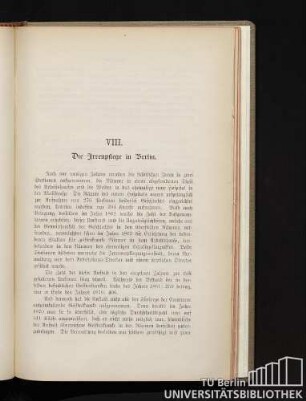 VIII. Die Irrenpflege in Berlin.
