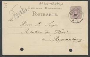 Brief von Johannes Reinke an Jakob Singer