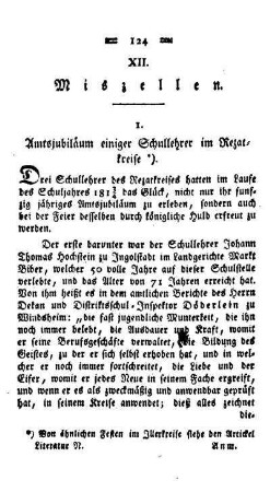 Amtsjubiläum einiger Schullehrer im Rezatkreise