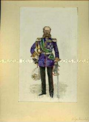 Uniformdarstellung, Offizier der Adjutantur, Sachsen, um 1900.
