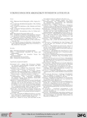 Verzeichnis der abgekürzt zitierten Literatur