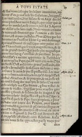 Remontrance à tous Estats par laquelle est en brief demontré la foy et innocence des vrays Chrestiens