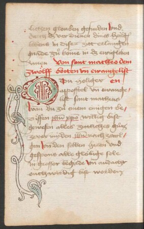 Fleuronnée-Initiale O (mit Rankenausläufer in Federzeichnung)