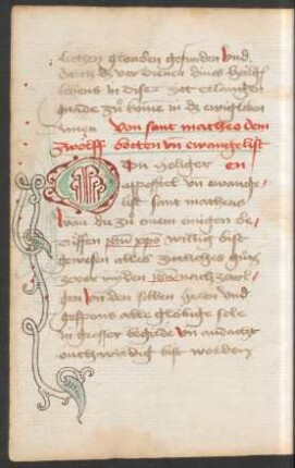 Fleuronnée-Initiale O (mit Rankenausläufer in Federzeichnung)