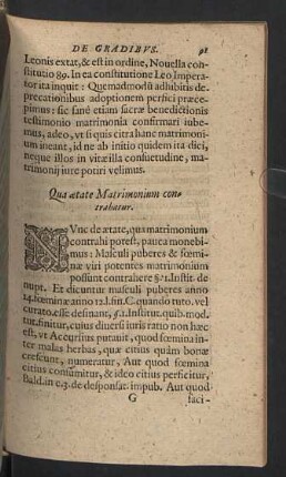 Qua aetate Matrimonium contrahatur.
