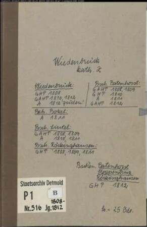 Zivilstandsregister der katholischen Gemeinde Aegidius Wiedenbrück, Kreis Wiedenbrück (GAHT 1808-1812) (Gemeinde: Katholische Gemeinde Aegidius Wiedenbrück)