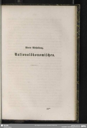 Vierte Abtheilung. Nationalökonomisches