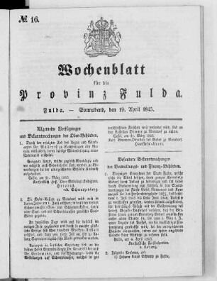 Nr. 16, Ausgabe vom 19. April 1845