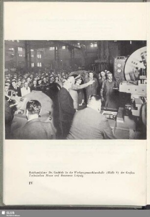 Reichsminister Dr. Goebbels in der Werkzeugmaschinenhalle