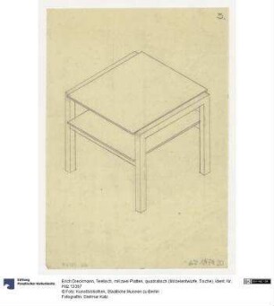 Teetisch, mit zwei Platten, quadratisch (Möbelentwürfe, Tische)