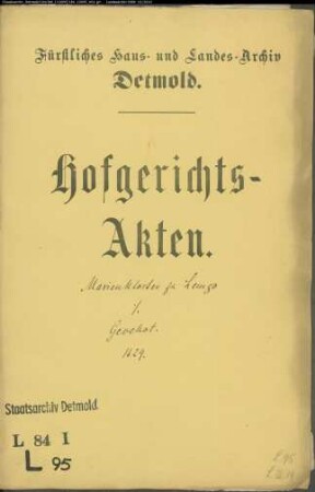 Lemgo, Marienkloster zu gegen Kurd Gevekot zu Leese - Schuldforderung