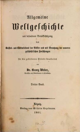 Allgemeine Weltgeschichte : mit besonderer Berücksichtigung des Geistes- und Culturlebens der Völker und mit Benutzung der neueren geschichtlichen Forschungen, 3. Römische Geschichte bis zu Ende der Republik und Geschichte der alexandrinisch-hellenischen Welt
