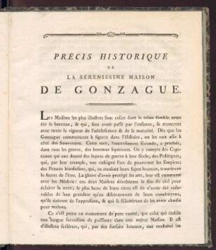 Précis Historique De La Sérénissime Maison De Gonzague