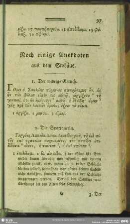 Noch einige Anekdoten aus dem Stobäus