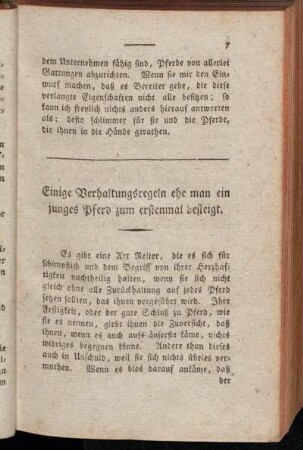 Einige Verhaltungsregeln ehe man ein junges Pferd zum erstenmal besteigt.