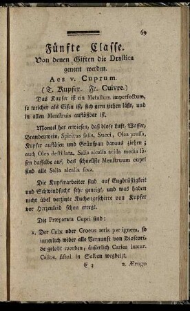 Fünfte Classe. Von denen Giften die Drastica genent werden.