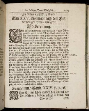 Am XXV. Sonntag nach dem Fest der heiligen Drey-Einigkeit.
